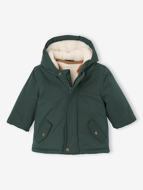 Parka 3 en 1 bébé avec gilet amovible en sherpa vert sapin - vertbaudet enfant 