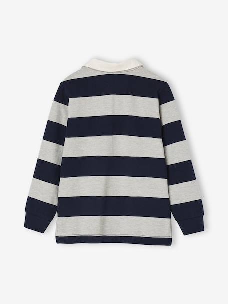 Polo rayé garçon gris chiné+vert - vertbaudet enfant 