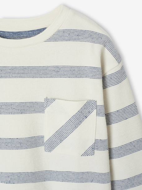 Tee-shirt manches longues effet rayé garçon rayé blanc - vertbaudet enfant 