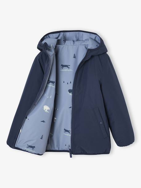 Blouson garçon réversible bleu grisé+bleu océan - vertbaudet enfant 