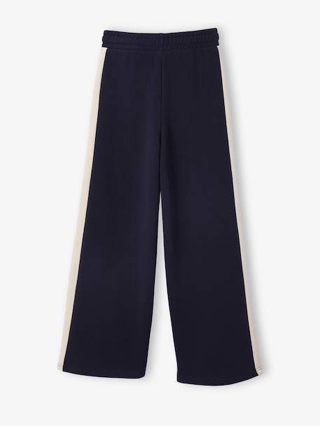 Pantalon jogging jambes larges fille bandes côtés marine - vertbaudet enfant 