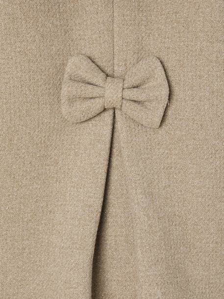 Manteau fille à capuche drap de laine anthracite+beige chiné - vertbaudet enfant 