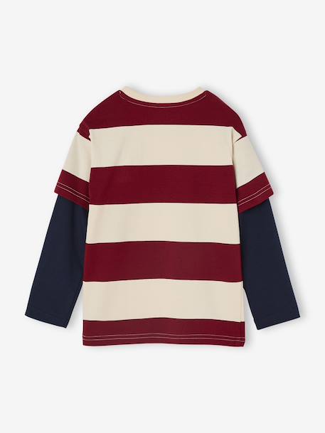 Tee-shirt rayé effet double manches rayé rouge+rayé vert - vertbaudet enfant 