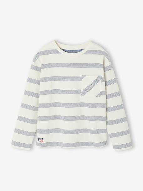 Tee-shirt manches longues effet rayé garçon rayé blanc - vertbaudet enfant 