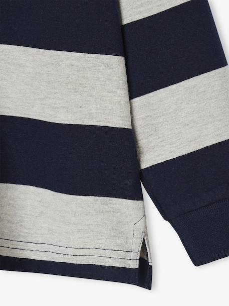 Gestreepte polo voor jongens blauwgroen+gemêleerd grijs+groen+marineblauw+okergeel - vertbaudet enfant 