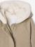 Mantel met capuchon van wollen stof voor meisjes antraciet+gemêleerd beige - vertbaudet enfant 
