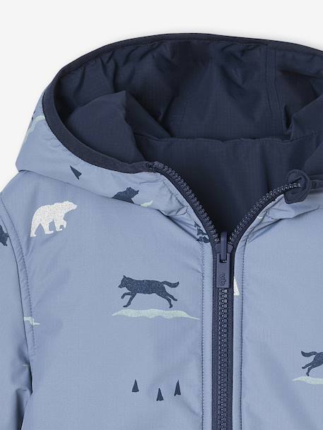 Blouson garçon réversible bleu grisé+bleu océan - vertbaudet enfant 