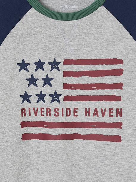 T-shirt met contrasterende lange mouwen voor jongens gemêleerd grijs - vertbaudet enfant 