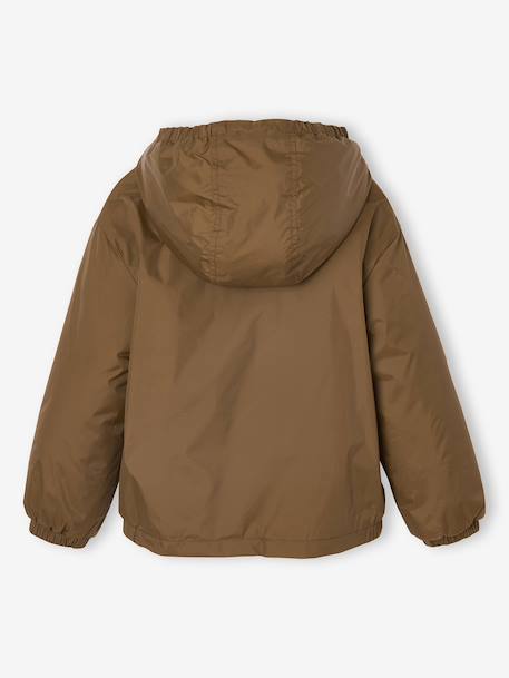 Coupe-vent garçon doublé sherpa à capuche caramel+kaki+marine - vertbaudet enfant 