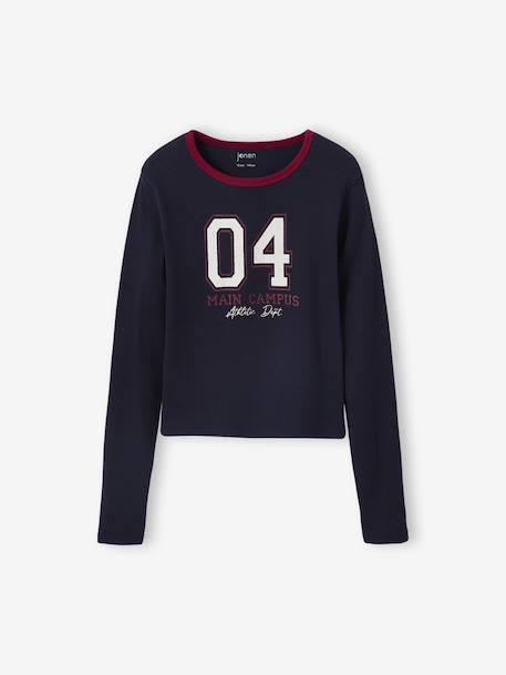Cropped shirt met lange mouwen voor meisjes JONEN antraciet+marineblauw - vertbaudet enfant 