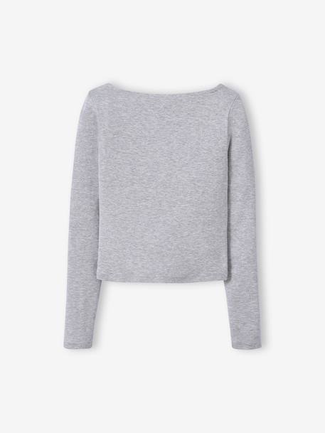 Lot de 2 t-shirts en côtes fille gris chiné - vertbaudet enfant 