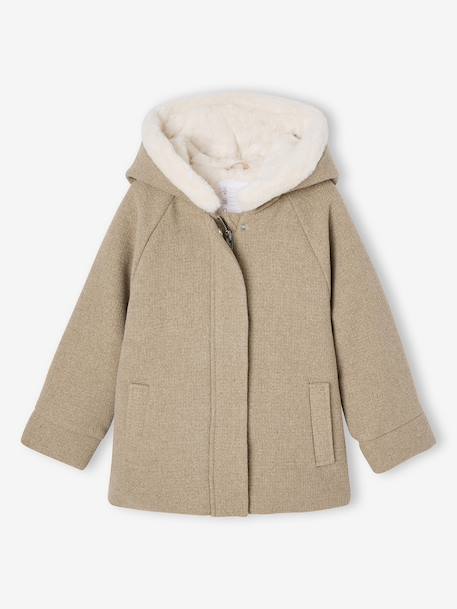 Fille-Manteau, veste-Manteau fille à capuche drap de laine