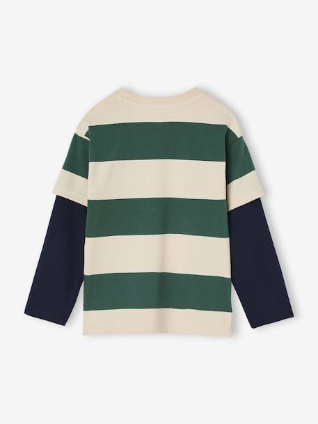 Tee-shirt rayé effet double manches rayé rouge+rayé vert - vertbaudet enfant 