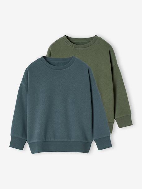 Set van 2 effen sweaters met lange mouwen voor jongens blauwgroen - vertbaudet enfant 