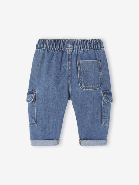 Pantalon battle bébé en denim denim brut+stone - vertbaudet enfant 