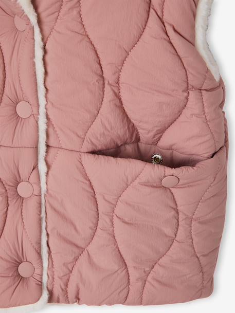 Doudoune fille sans manches réversible bois de rose - vertbaudet enfant 