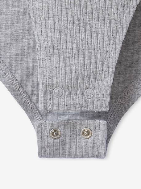 Body manches longues en maille côtelée fille gris chiné - vertbaudet enfant 