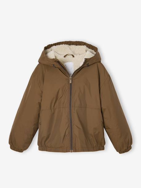 Coupe-vent garçon doublé sherpa à capuche caramel+kaki+marine - vertbaudet enfant 