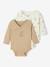 Set van 2 body's met lange mouwen en opening voor pasgeborenen beige+blauwgroen+rozen - vertbaudet enfant 