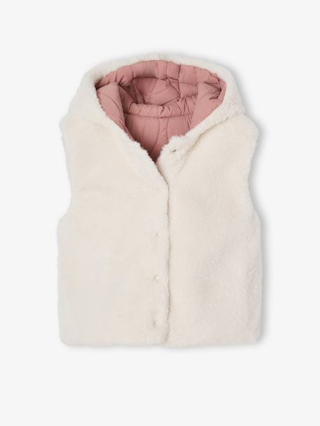 Doudoune fille sans manches réversible bois de rose - vertbaudet enfant 