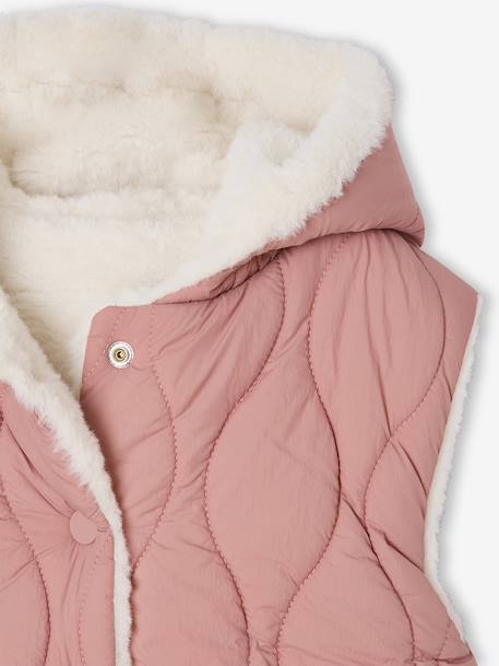 Doudoune fille sans manches réversible bois de rose - vertbaudet enfant 
