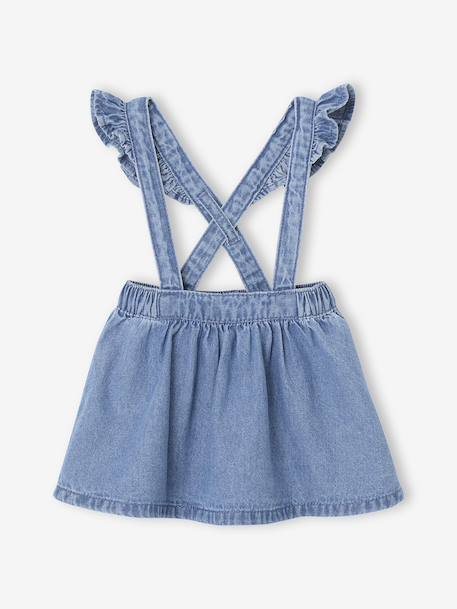 Jupe en denim à bretelles stone - vertbaudet enfant 