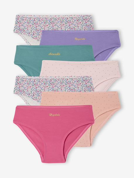 Set van 7 bijpassende slipjes voor meisjes fuchsia - vertbaudet enfant 