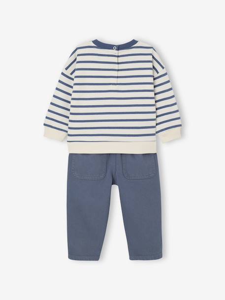Ensemble sweat-shirt + pantalon bébé bleu grisé - vertbaudet enfant 