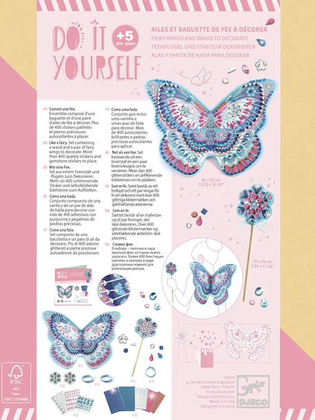 Creatieve set Als een feeënvleugel en toverstaf DJECO blauw - vertbaudet enfant 