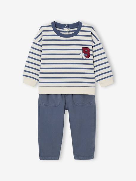 Ensemble sweat-shirt + pantalon bébé bleu grisé - vertbaudet enfant 