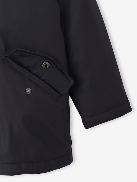 Regenjas voor meisjes met capuchon en sherpa voering antraciet+indigoblauw+lichtroze - vertbaudet enfant 