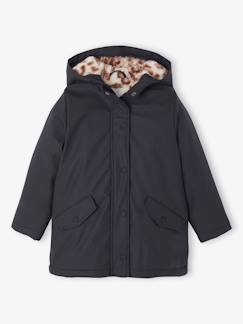 Meisje-Mantel, jas-Regenjas voor meisjes met capuchon en sherpa voering