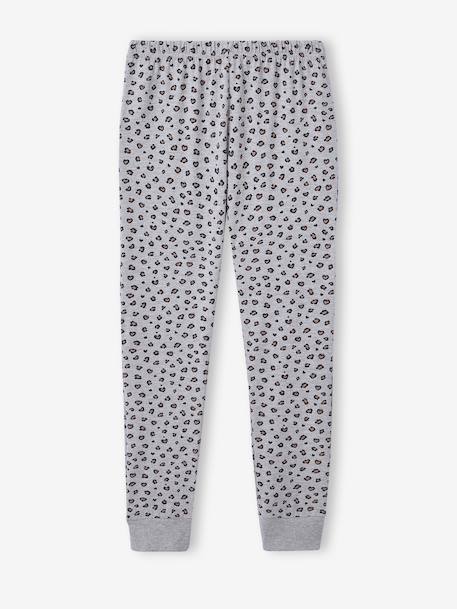 Lot 2 pyjamas fille léopard et pois gris chiné - vertbaudet enfant 