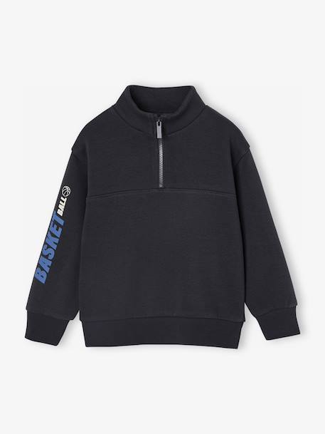 Garçon-Sweat col camionneur sport garçon motif basket sur manche