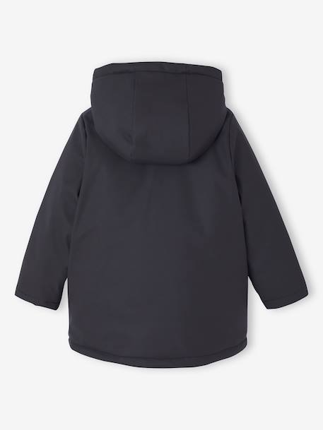 Regenjas voor meisjes met capuchon en sherpa voering antraciet+indigoblauw+lichtroze - vertbaudet enfant 