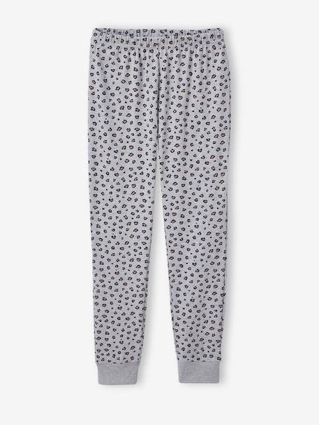 Lot 2 pyjamas fille léopard et pois gris chiné - vertbaudet enfant 