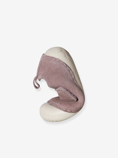 Soepele babyslofjes met klittenband goud+oudroze - vertbaudet enfant 