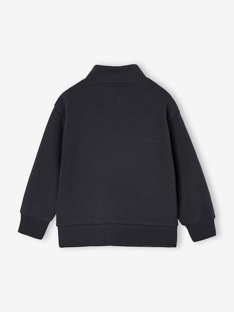 Jongenssweatshirt met truckerskraag en basketbalmotief op de mouw antraciet+hazelnoot - vertbaudet enfant 