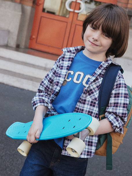 Chemise flanelle à carreaux garçon carreaux bleu - vertbaudet enfant 