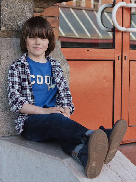 Chemise flanelle à carreaux garçon carreaux bleu - vertbaudet enfant 