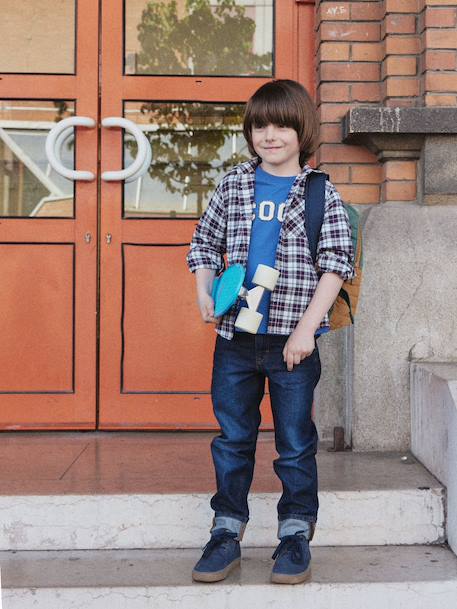 Chemise flanelle à carreaux garçon carreaux bleu - vertbaudet enfant 