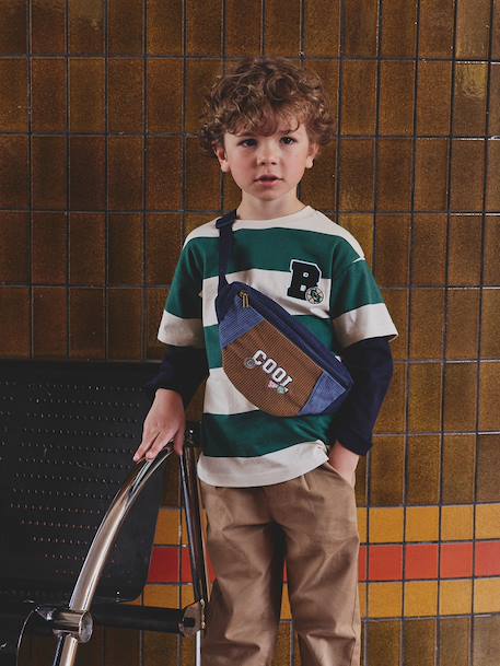 Sac banane « Cool school » garçon en velours bleu nuit - vertbaudet enfant 