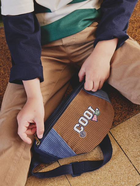 Sac banane « Cool school » garçon en velours bleu nuit - vertbaudet enfant 