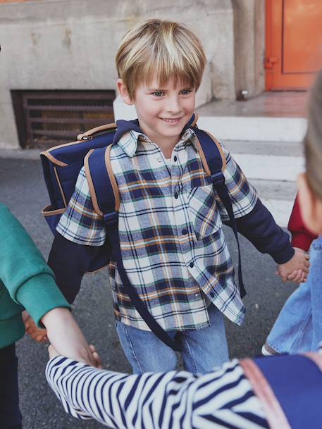 Chemise double matière effet 2 en 1 garçon carreaux blanc - vertbaudet enfant 