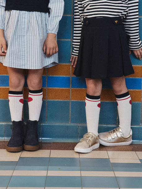 Set van 2 paar hoge sokken voor meisjes ecru - vertbaudet enfant 