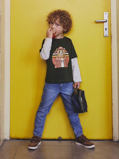 Jean garçon droit large denim brut+stone - vertbaudet enfant 