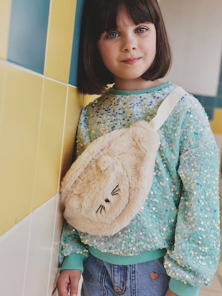 Sac banane animation poche chat fille double stone+écru+vert de gris - vertbaudet enfant 