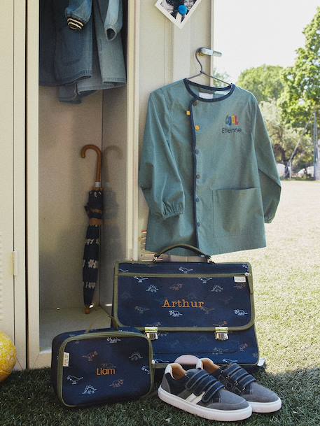 Tablier garçon personnalisable 'Cool school' bleu+bleu canard - vertbaudet enfant 