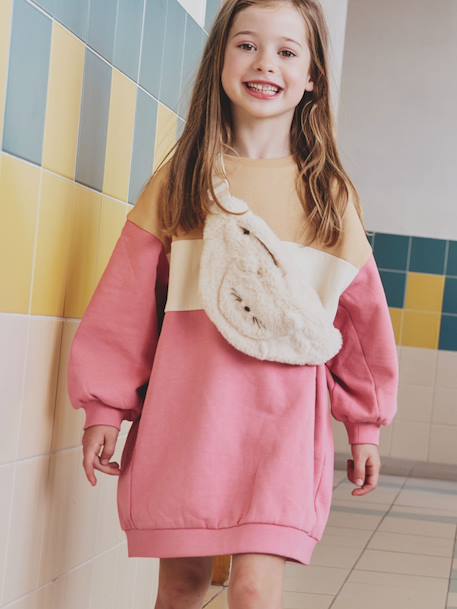 Fille-Robe-Robe molleton colorblock fille