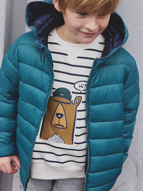 Doudoune garçon légère à capuche bleu+bleu jean+marine+noir+noisette+noix de pécan+rouge+vert émeraude - vertbaudet enfant 